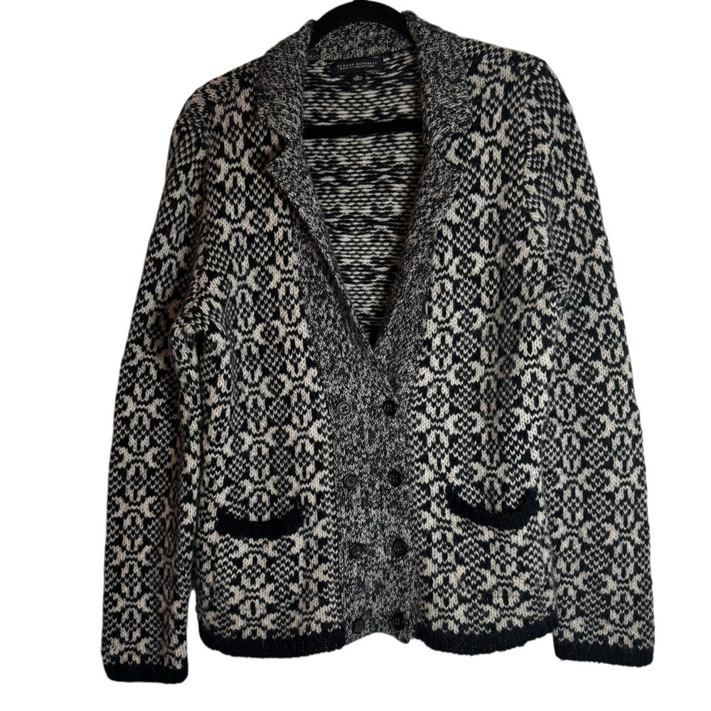 Banana Republic Women’s Fair Isle Patterned Wool Alpaca Blend Large Cardigan